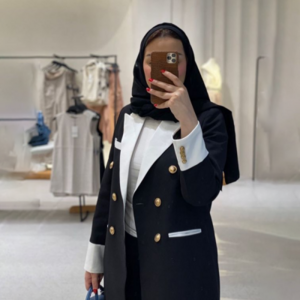 سترة نسائية أنيقة ذات طية صدر السترة أنيقة مرقعة مزدوجة الصدر سترة عباية طويلة موضة رسمية يومية معطف سيدة مكتب عادية