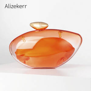 Alizekerr حقائب سهرة من الأكريليك الشفاف للنساء بوتيك متدرج اللون بيضاوي الشكل محافظ وحقائب يد لحفلات الزفاف