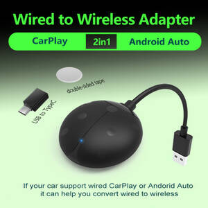 صندوق ملاحة ذكي مثبت في السيارة ، مشغل سيارة أندرويد تلقائي ، تحويل سلكي إلى لاسلكي ، اتصال تلقائي بالبلوتوث ، 2 في 1