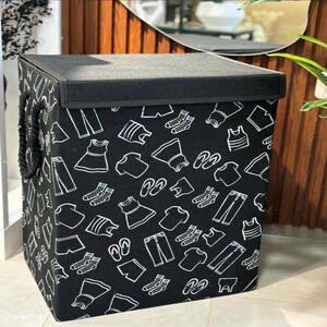 سلة غسيل قماش قابلة للطي مع مقابض غطاء وحبال