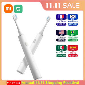 فرشاة أسنان كهربائية Xiaomi Mijia T300 سونيك، عمر بطارية طويل، فرشاة أسنان IPX7 مقاومة للماء وقابلة لإعادة الشحن لتبييض الأسنان، وضعين